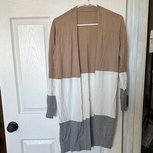 Colorblock Open Front Cardigan
